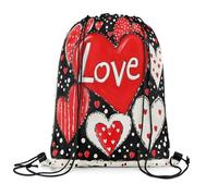 Drawstring Bags Red Heart Love Love Heart Romantic Gym Bag Multicolor Drawstring Backpack Lightweight Swimming Bag For Shopping Running School 36X42CM