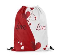 Drawstring Bags Red Hearts Red And White Love Romantic Hearts Gym Bag Resistant Gym Sack Multicolor Swimming Bag For Running School Shopping 36X42CM