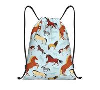 Drawstring Bags Rustic Cute Horse Gym Bag Resistant Swimming Bag Storage Drawstring Backpack For Shopping Travel School 36X42CM