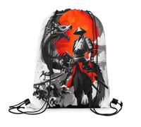 Drawstring Bags Samurai Japanese Style Drawstring Backpack Lightweight Swimming Bag Multicolor Gym Sack For Shopping Running School 36X42CM