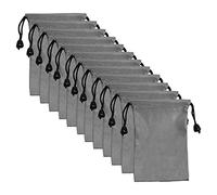 Drawstring Bags Set Small Grey Waterproof Storage Bag Cloth Bag Flannel Cinch and Ditty Pouch Gift Wrap Big Storage Bags Pouches, 12 Pieces (9 x 13 cm)