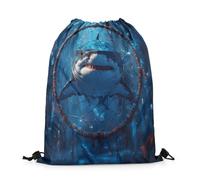 Drawstring Bags Shark Dream Catchers Boho Feather Fish Nautical Sea Animals Exotic Bohemian Gym Bag Resistant Drawstring Backpack Multicolor Gym Sack For Running School Travel 36X42CM
