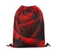 Drawstring Bags Sport Red Romantic Flower Red And Black Drawstring Backpack Storage Swimming Bag Resistant Gym Sack For Shopping Travel School 36X42CM
