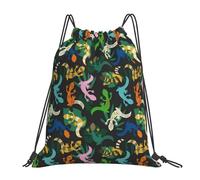Drawstring Bags Striped Cute Lizard Gecko Plant_A Drawstring Backpack Lightweight Swimming Bag Storage Gym Sack For Travel Traveling Shopping