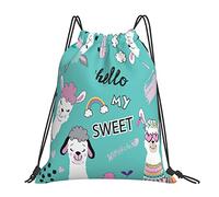 Drawstring Bags Sweet Llama Alpaca Gym Sack Multicolor Drawstrings Backpack Large Capacity Swimming Bag For Picnic Holidays Swimming M
