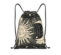 Drawstring Bags Tarot Sun Moon Witchy Astrology Night Psychedelic Cinch Bag Waterproof Swimming Bag Resistant Drawstring Backpack For Running Travel Party 36X42CM