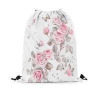 Drawstring Bags Vintage Butterfly Romantic Flower Branches Plants Ink Wash Painting Drawstring Backpack Storage Gym Bag Multicolor Swimming Bag For Running School Shopping 36X42CM