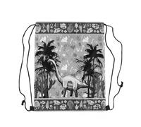Drawstring Bags Wild Dinosaur Wildlife Dino Bones Footprints Outdoor Adventure Cartoon Dino Safari Animals Drawstrings Backpack Machine Washable Gym Sack Lightweight Swimming Bag S