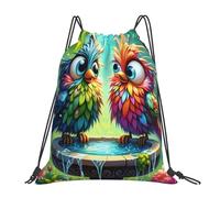 Drawstring Bagsport Sack For Outdoor Beach Picnic 36X42Cm Lightweight Versatile Cinch Sack Pack Colorful Cartoon Bird