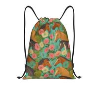 Drawstring Bagsport Sack For Swim Women Storage 36X42Cm Unisex Portable String Bag Elegant Horse And Flower