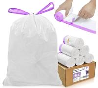 Drawstring Bin Bags 18 Litre small Pedal Bin Liners, 240 Count Tie Handles Trash Bags, Easy Tear-Off, Tear-Resistant Garbage Bags for Kitchen, Bathroom
