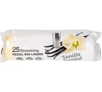 Drawstring Bin Bags 30L Bin Liners Vanila Scented Kitchen Trash Bags Tie Handle Pedal Swing Waste Bags 25pcs Strong Large Garbage Bags for Garden Office Rubbish Bin