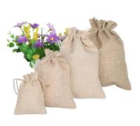 Drawstring Burlap bag, Hessian Gift Bags 50 pcs Multicolor Multiple Sizes(Khaki,10 * 14cm)
