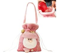 Drawstring Christmas Bags - Christmas Candy Bags 3D Desing - Christmas Handbag Doll Pink Thickened Fabric Candy Biscuit Bag (Santa)