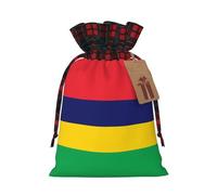 Drawstring Christmas Gift Bags - Flag of Mauritius Print Candy Decorative Pouches, for Holiday Celebrations Wrap Small