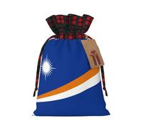 Drawstring Christmas Gift Bags - Flag of the Marshall Islands Print Candy Decorative Pouches, for Holiday Celebrations Wrap Medium