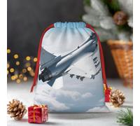 Drawstring Christmas Gift Bags, Large Medium Small Xmas Wrapping Bag Reusable Holiday Gift Bags Aircraft Fighter Jets-1 Wrapping Merry Pouch For Birthday, Goodies, Xmas Holiday Party Favor Decoration