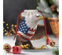 Drawstring Christmas Gift Bags, Large Medium Small Xmas Wrapping Bag Reusable Holiday Gift Bags American Eagle Flag Wrapping Merry Pouch For Birthday, Goodies, Xmas Holiday Party Favor Decoration