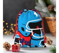 Drawstring Christmas Gift Bags, Large Medium Small Xmas Wrapping Bag Reusable Holiday Gift Bags Baseball Helmet Blue Wrapping Merry Pouch For Birthday, Goodies, Xmas Holiday Party Favor Decoration