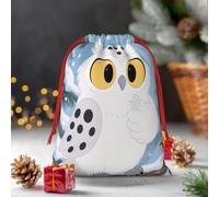 Drawstring Christmas Gift Bags, Large Medium Small Xmas Wrapping Bag Reusable Holiday Gift Bags Cartoon Owl Snow Wrapping Merry Pouch For Birthday, Goodies, Xmas Holiday Party Favor Decoration