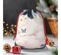 Drawstring Christmas Gift Bags, Large Medium Small Xmas Wrapping Bag Reusable Holiday Gift Bags Cat Butterfly Wrapping Merry Pouch For Birthday, Goodies, Xmas Holiday Party Favor Decoration Supplies