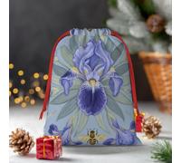Drawstring Christmas Gift Bags, Large Medium Small Xmas Wrapping Bag Reusable Holiday Gift Bags Colorful Flower Floral Wrapping Merry Pouch For Birthday, Goodies, Xmas Holiday Party Favor Decoration