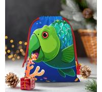 Drawstring Christmas Gift Bags, Large Medium Small Xmas Wrapping Bag Reusable Holiday Gift Bags Color Fish Wrapping Merry Pouch For Birthday, Goodies, Xmas Holiday Party Favor Decoration Supplies