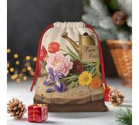 Drawstring Christmas Gift Bags, Large Medium Small Xmas Wrapping Bag Reusable Holiday Gift Bags Farm Fresh Colorful Flowers Wrapping Merry Pouch For Birthday, Goodies, Xmas Holiday Party Favor