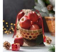Drawstring Christmas Gift Bags, Large Medium Small Xmas Wrapping Bag Reusable Holiday Gift Bags Fresh Red Apples Wrapping Merry Pouch For Birthday, Goodies, Xmas Holiday Party Favor Decoration