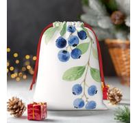 Drawstring Christmas Gift Bags, Large Medium Small Xmas Wrapping Bag Reusable Holiday Gift Bags Fruits Blueberry Wrapping Merry Pouch For Birthday, Goodies, Xmas Holiday Party Favor Decoration