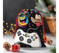 Drawstring Christmas Gift Bags, Large Medium Small Xmas Wrapping Bag Reusable Holiday Gift Bags Funny Gaming Wrapping Merry Pouch For Birthday, Goodies, Xmas Holiday Party Favor Decoration Supplies