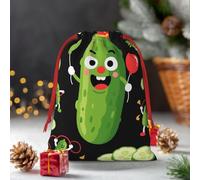 Drawstring Christmas Gift Bags, Large Medium Small Xmas Wrapping Bag Reusable Holiday Gift Bags Funny Pickle Wrapping Merry Pouch For Birthday, Goodies, Xmas Holiday Party Favor Decoration Supplies