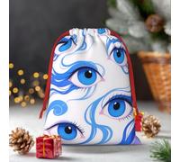 Drawstring Christmas Gift Bags, Large Medium Small Xmas Wrapping Bag Reusable Holiday Gift Bags Funny Blue Eyes Wrapping Merry Pouch For Birthday, Goodies, Xmas Holiday Party Favor Decoration Supplies