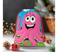Drawstring Christmas Gift Bags, Large Medium Small Xmas Wrapping Bag Reusable Holiday Gift Bags Funny Octopus Wrapping Merry Pouch For Birthday, Goodies, Xmas Holiday Party Favor Decoration Supplies