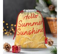 Drawstring Christmas Gift Bags, Large Medium Small Xmas Wrapping Bag Reusable Holiday Gift Bags Hello Summer Sunshine Wrapping Merry Pouch For Birthday, Goodies, Xmas Holiday Party Favor Decoration
