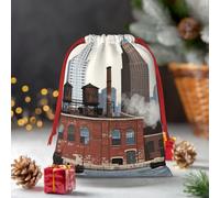 Drawstring Christmas Gift Bags, Large Medium Small Xmas Wrapping Bag Reusable Holiday Gift Bags New York City Wrapping Merry Pouch For Birthday, Goodies, Xmas Holiday Party Favor Decoration Supplies