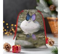 Drawstring Christmas Gift Bags, Large Medium Small Xmas Wrapping Bag Reusable Holiday Gift Bags Pebbles And Butterfly Wrapping Merry Pouch For Birthday, Goodies, Xmas Holiday Party Favor Decoration