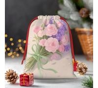 Drawstring Christmas Gift Bags, Large Medium Small Xmas Wrapping Bag Reusable Holiday Gift Bags Pink Purple Floral Wrapping Merry Pouch For Birthday, Goodies, Xmas Holiday Party Favor Decoration