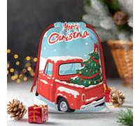 Drawstring Christmas Gift Bags, Large Medium Small Xmas Wrapping Bag Reusable Holiday Gift Bags Retro Pickup And Christmas Tree Wrapping Merry Pouch For Birthday, Goodies, Xmas Holiday Party Favor