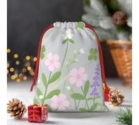 Drawstring Christmas Gift Bags, Large Medium Small Xmas Wrapping Bag Reusable Holiday Gift Bags Small Wildflowers Wrapping Merry Pouch For Birthday, Goodies, Xmas Holiday Party Favor Decoration