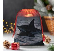 Drawstring Christmas Gift Bags, Large Medium Small Xmas Wrapping Bag Reusable Holiday Gift Bags Sneaking Shark Wrapping Merry Pouch For Birthday, Goodies, Xmas Holiday Party Favor Decoration Supplies