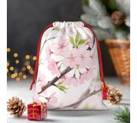 Drawstring Christmas Gift Bags, Large Medium Small Xmas Wrapping Bag Reusable Holiday Gift Bags Spring Flowers Blossom Wrapping Merry Pouch For Birthday, Goodies, Xmas Holiday Party Favor Decoration