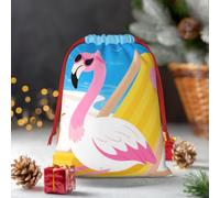Drawstring Christmas Gift Bags, Large Medium Small Xmas Wrapping Bag Reusable Holiday Gift Bags Tropical Flamingo Cartoon Wrapping Merry Pouch For Birthday, Goodies, Xmas Holiday Party Favor