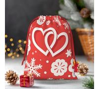 Drawstring Christmas Gift Bags, Large Medium Small Xmas Wrapping Bag Reusable Holiday Gift Bags Valentine Hearts Snowflake Flower Wrapping Merry Pouch For Birthday, Goodies, Xmas Holiday Party Favor