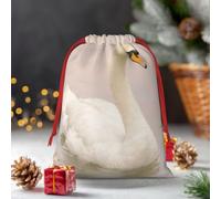 Drawstring Christmas Gift Bags, Large Medium Small Xmas Wrapping Bag Reusable Holiday Gift Bags Vintage Swan Wrapping Merry Pouch For Birthday, Goodies, Xmas Holiday Party Favor Decoration Supplies