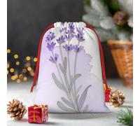 Drawstring Christmas Gift Bags, Large Medium Small Xmas Wrapping Bag Reusable Holiday Gift Bags Watercolor Flower Wrapping Merry Pouch For Birthday, Goodies, Xmas Holiday Party Favor Decoration