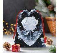 Drawstring Christmas Gift Bags, Large Medium Small Xmas Wrapping Bag Reusable Holiday Gift Bags Winter Art Hearts Wrapping Merry Pouch For Birthday, Goodies, Xmas Holiday Party Favor Decoration