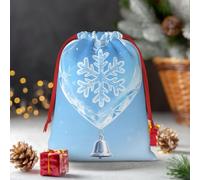 Drawstring Christmas Gift Bags, Large Medium Small Xmas Wrapping Bag Reusable Holiday Gift Bags Winter Hearts Wrapping Merry Pouch For Birthday, Goodies, Xmas Holiday Party Favor Decoration Supplies