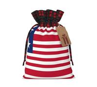 Drawstring Christmas Gift Bags - Liberian flag Print Candy Decorative Pouches, for Holiday Celebrations Wrap Medium