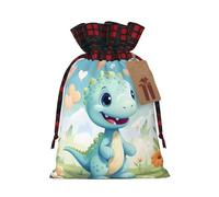 Drawstring Christmas Gift Bags - Love Dinosaur Print Candy Decorative Pouches, for Holiday Celebrations Wrap Medium